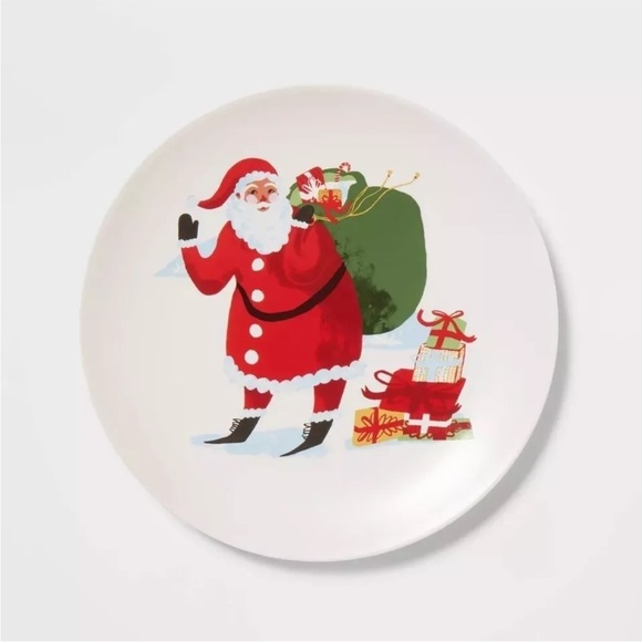 4!!!! THRESHOLD NWT Santa stoneware appetizer plates -red/white -7.5” - Picture 1 of 4